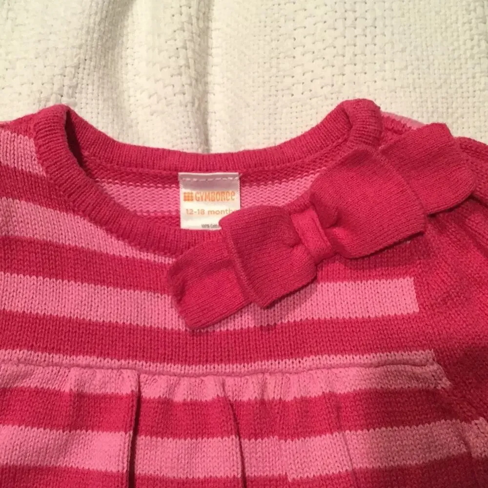 Gymboree 12-18 Pink stripe sweater dress worn once